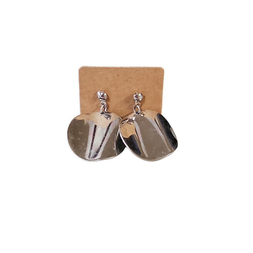 Metal Disc Silver Color Earrings‎ - Picture 4 of 5